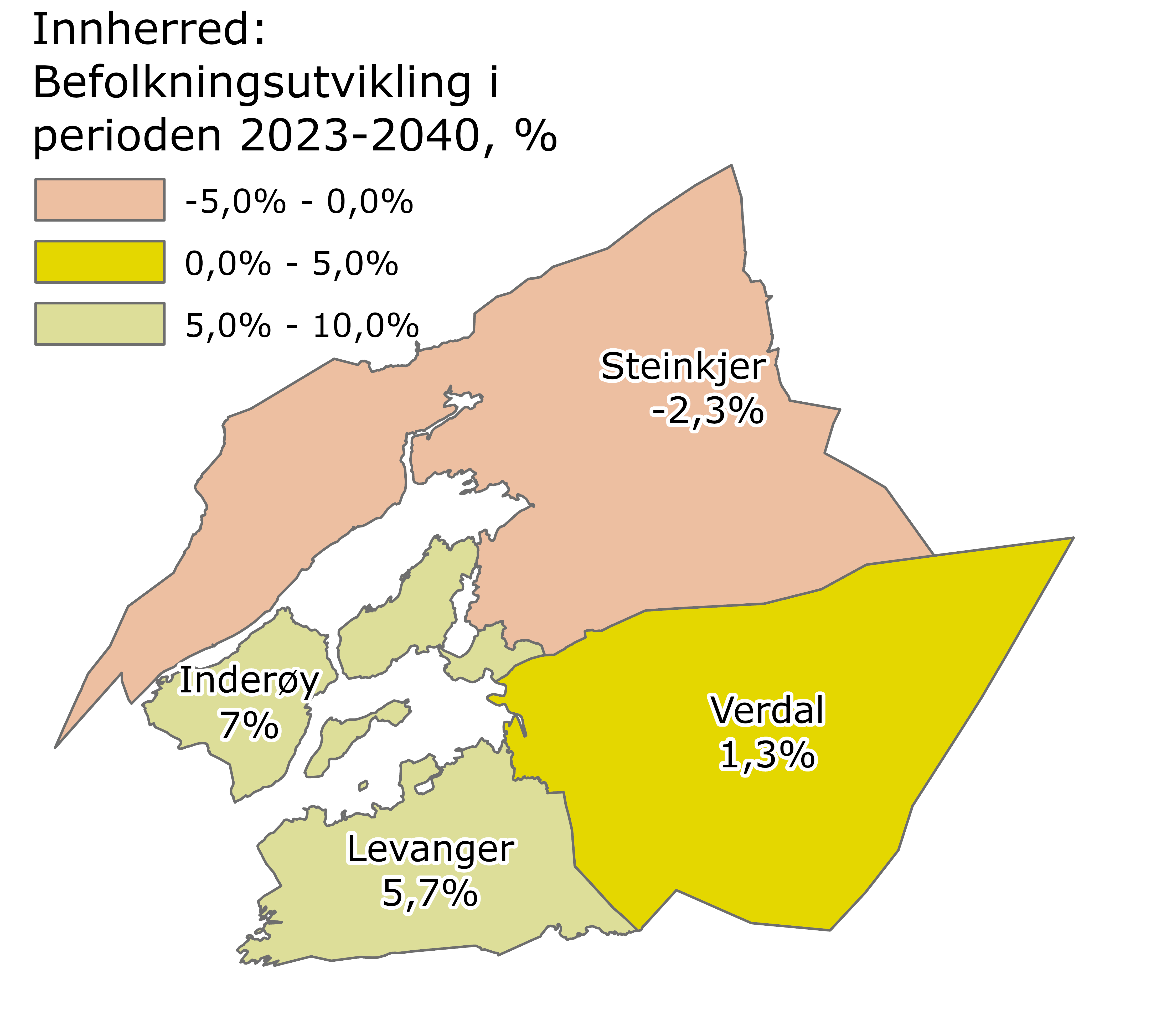 Innherred befolkningsutvikling 2023-2040 2%